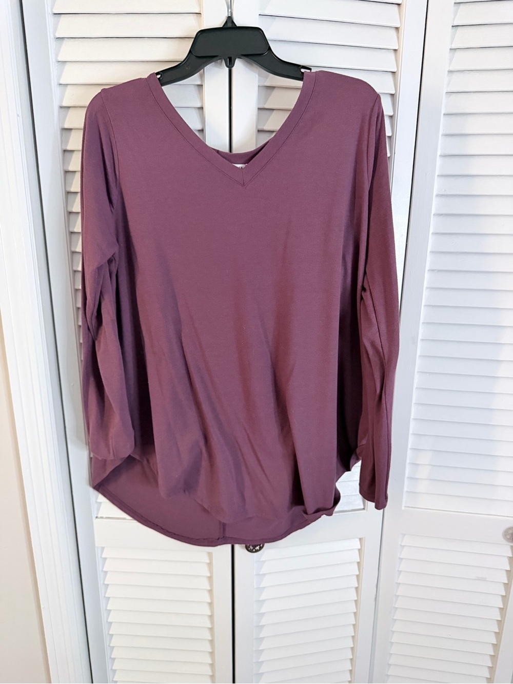 Zenana Outfitters Plum V-Neck Long Sleeve Top